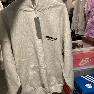 ESSENTIALS FEAR OF GOD men’s medium light oatmeal hoddie.